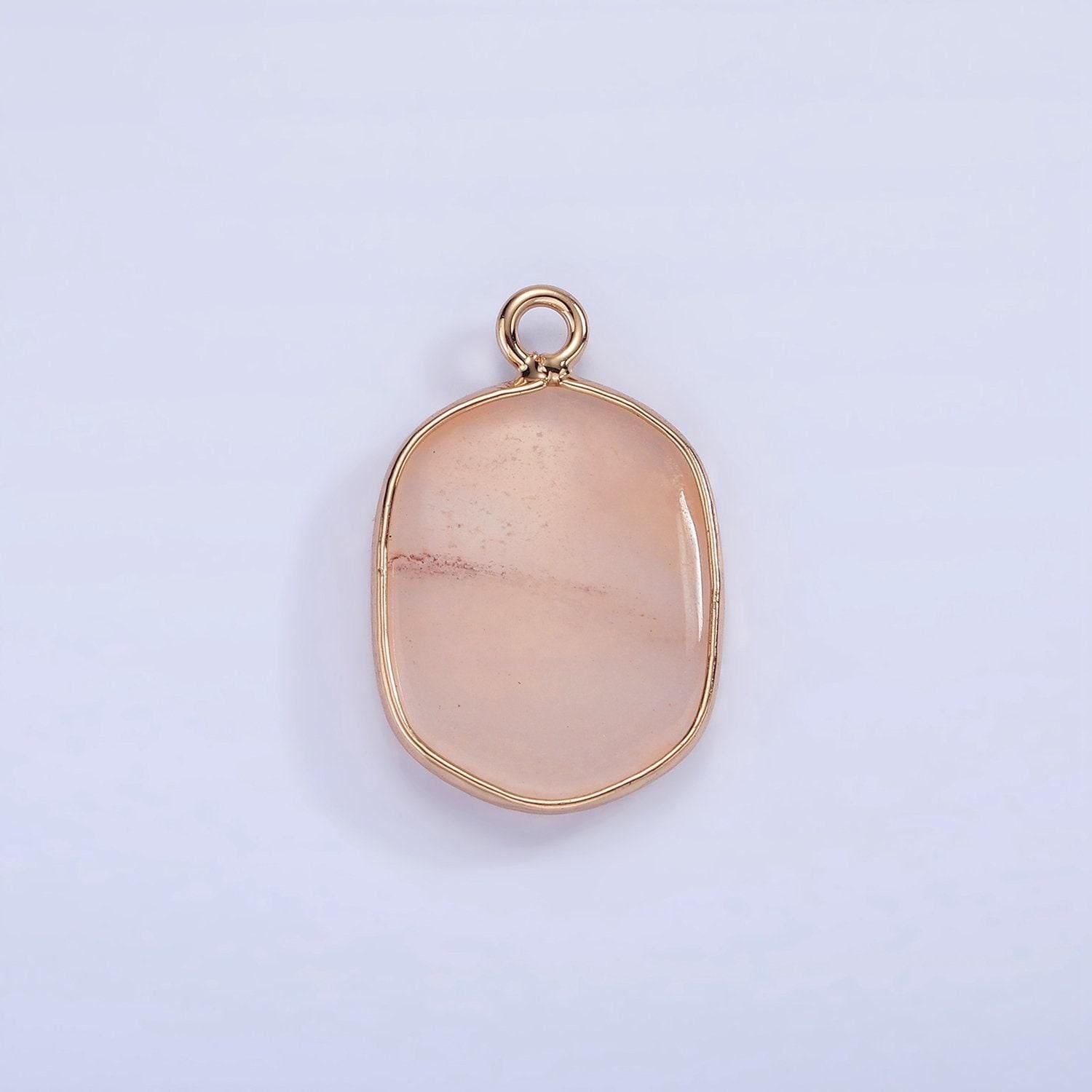 14k gold filled natural gemstone multifaceted oval bezel charm | n1673-n1677 , n1699