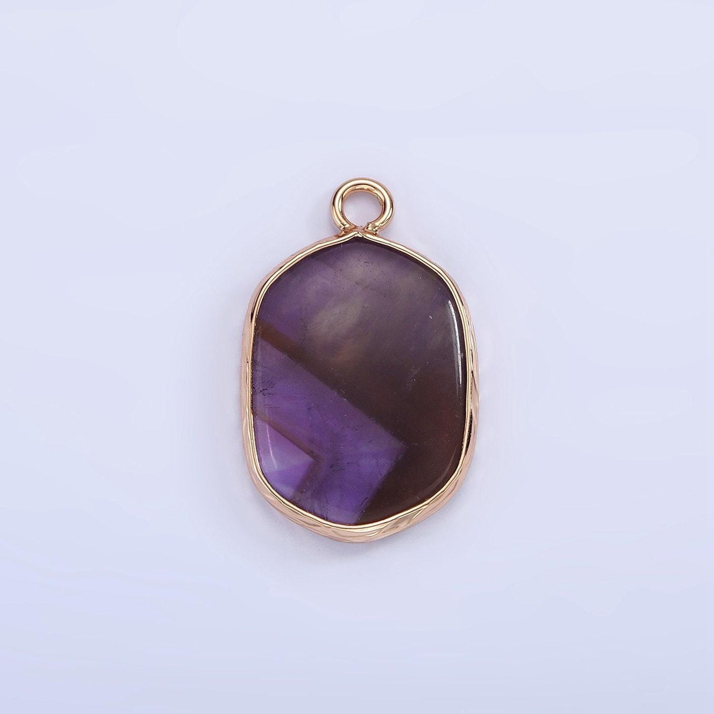 14k gold filled natural gemstone multifaceted oval bezel charm | n1673-n1677 , n1699