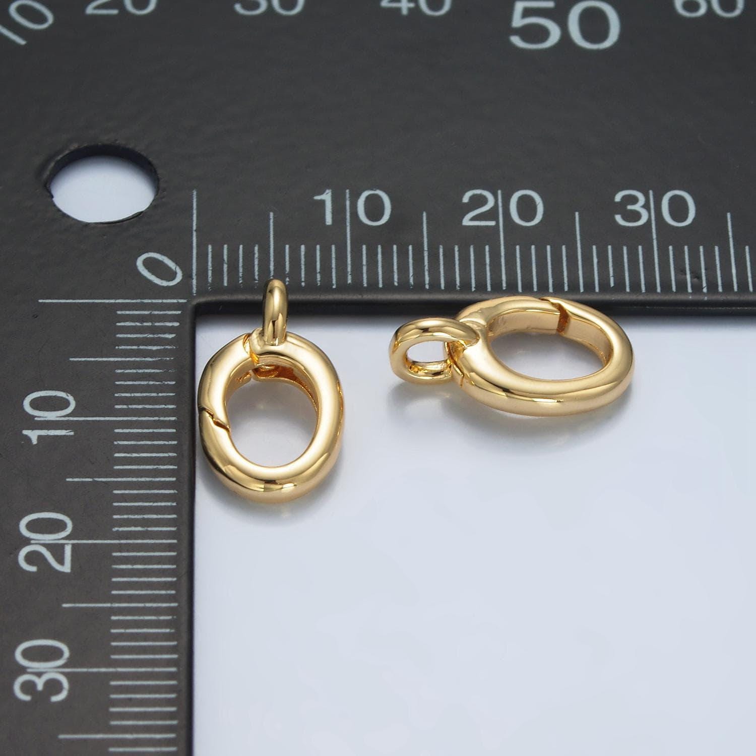 24k gold filled oval clasp spring push gate with closed link for diy jewelry finding necklace charm supply z899