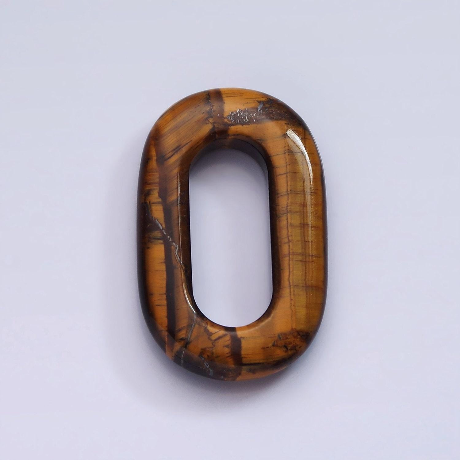 Tiger eye natural oval open stone beads brown gemstone oblong oval findings 40mm x 25mm jewelry supply z548