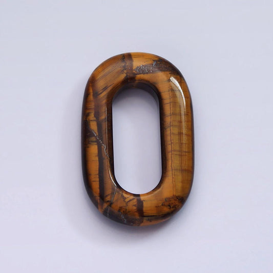 Tiger eye natural oval open stone beads brown gemstone oblong oval findings 40mm x 25mm jewelry supply z548