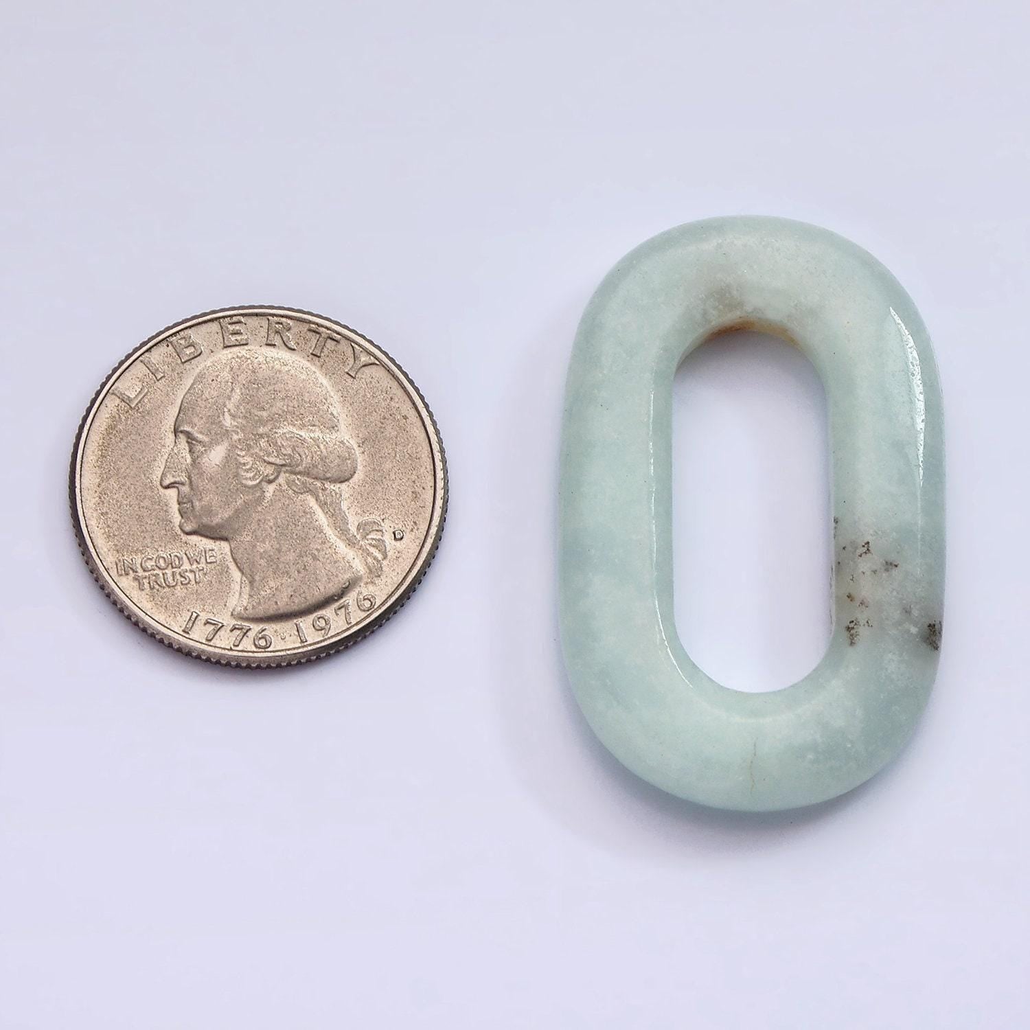 40mm amazonite natural gemstone open oblong rectangular jewelry findings | z549