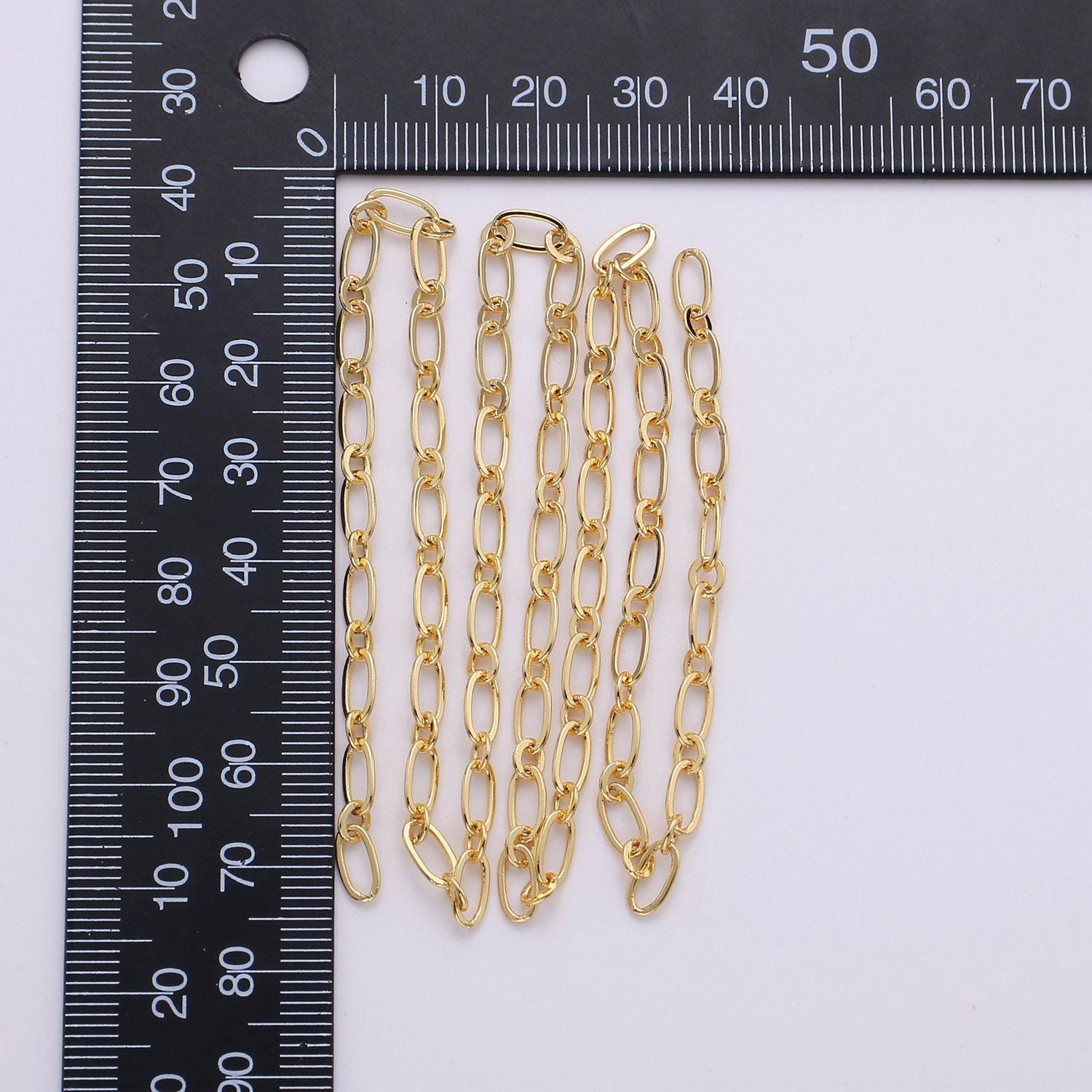 Gold oval chain by yard, o link chain, rolo wholesale bulk roll chain for bracelet, necklace, anklet jewelry making, 152