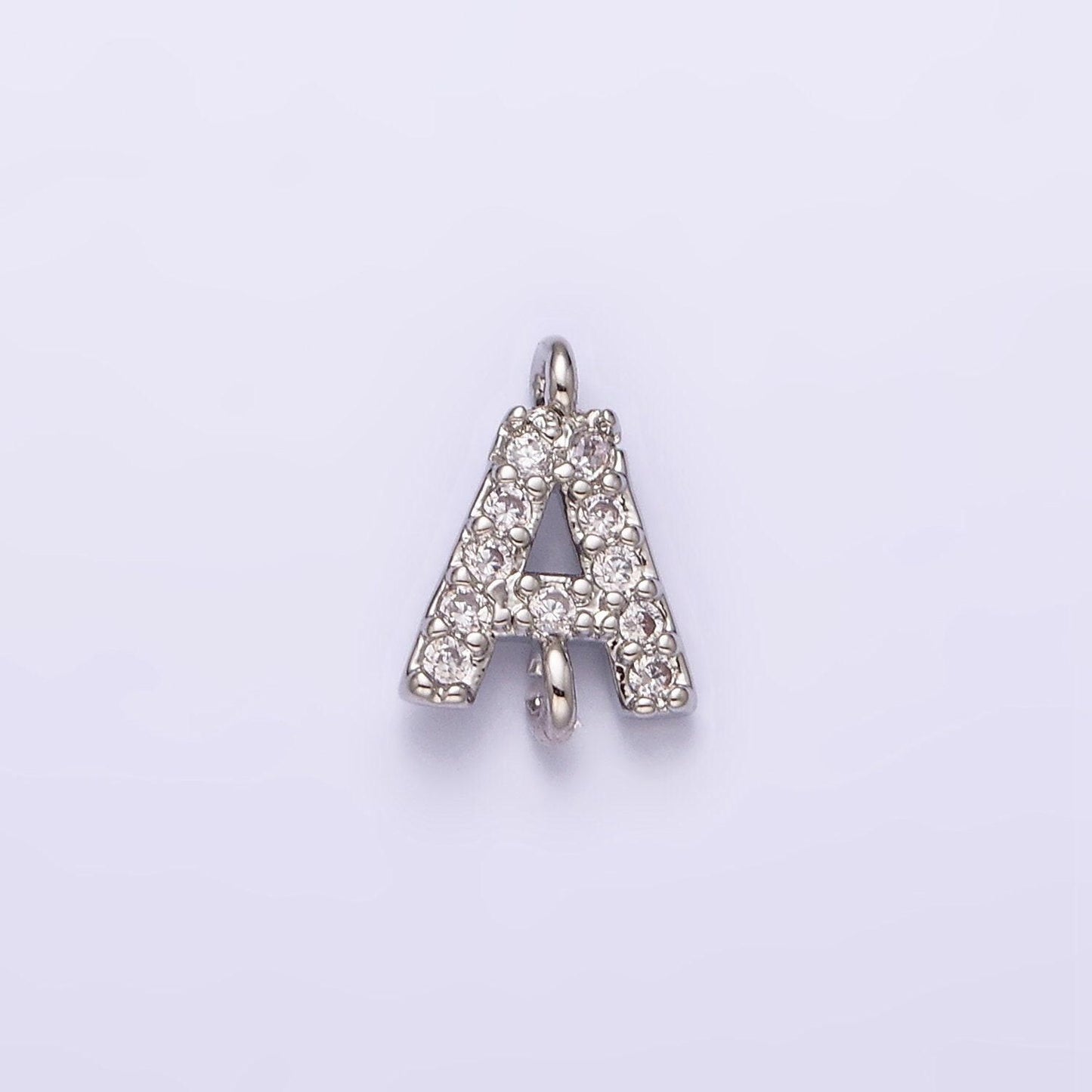 Mini cz sideway initial charm connector silver letter dainty name necklace link connector for personalized jewelry supply bracelet necklace