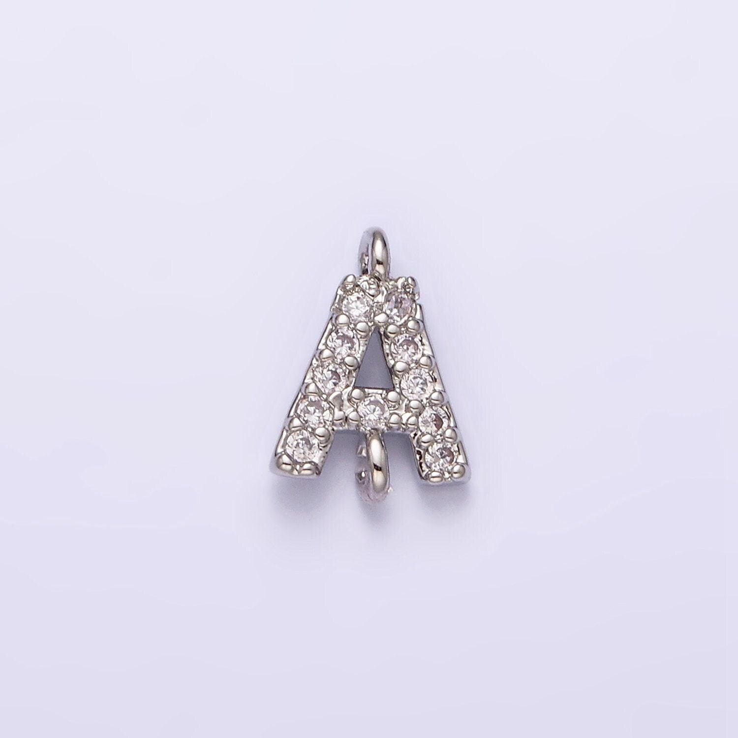 Mini cz sideway initial charm connector silver letter dainty name necklace link connector for personalized jewelry supply bracelet necklace