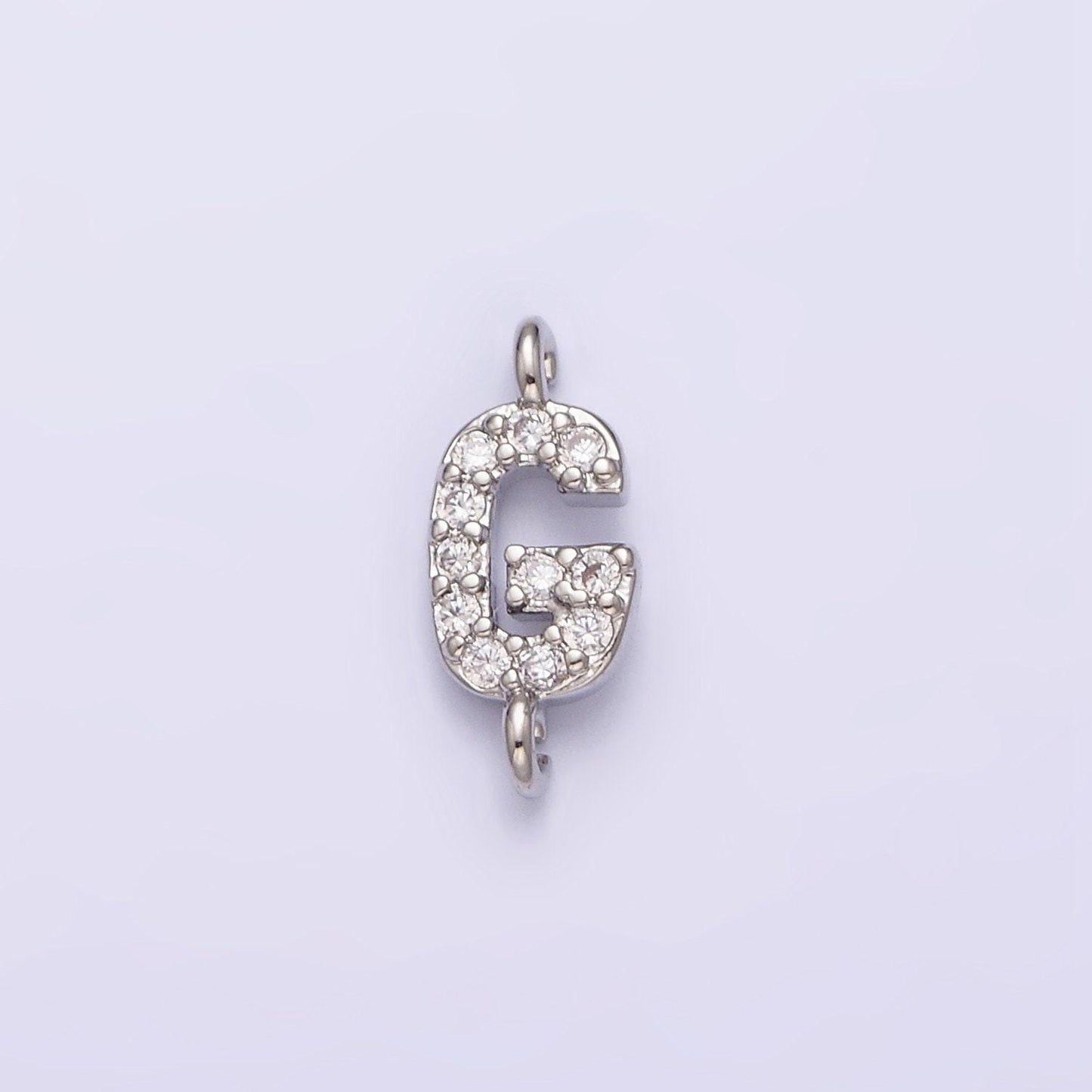 Mini cz sideway initial charm connector silver letter dainty name necklace link connector for personalized jewelry supply bracelet necklace