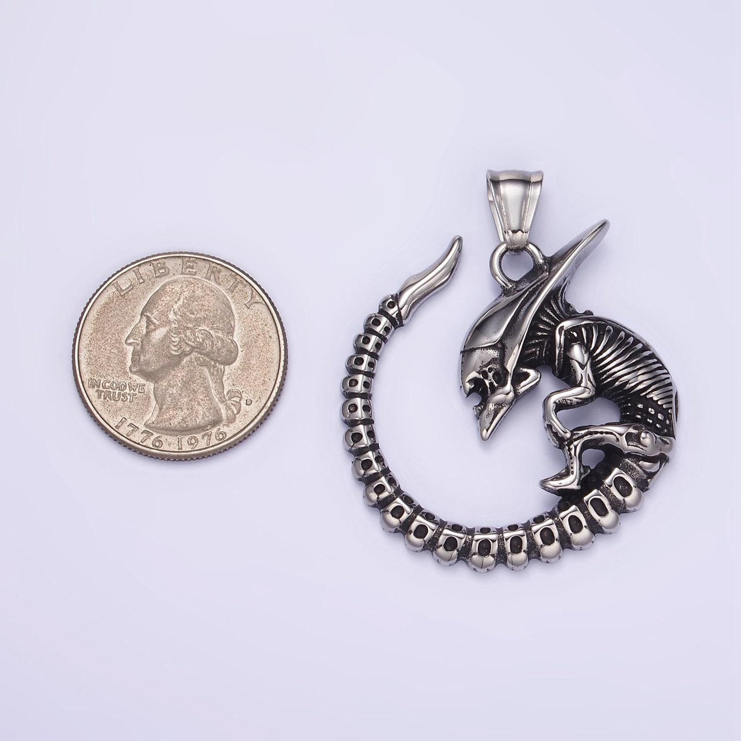 Stainless steel curved alien pendant baby monster charm for statement men jewelry making supply | p1443