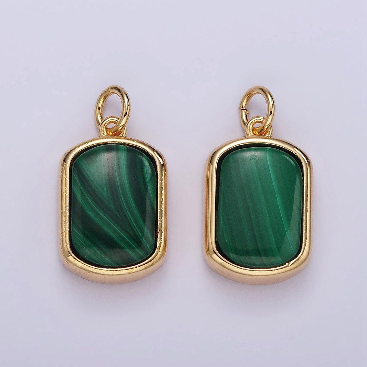 14k gold filled green malachite charm gold bezel tag small charm for bracelet necklace earring supply | ag-530