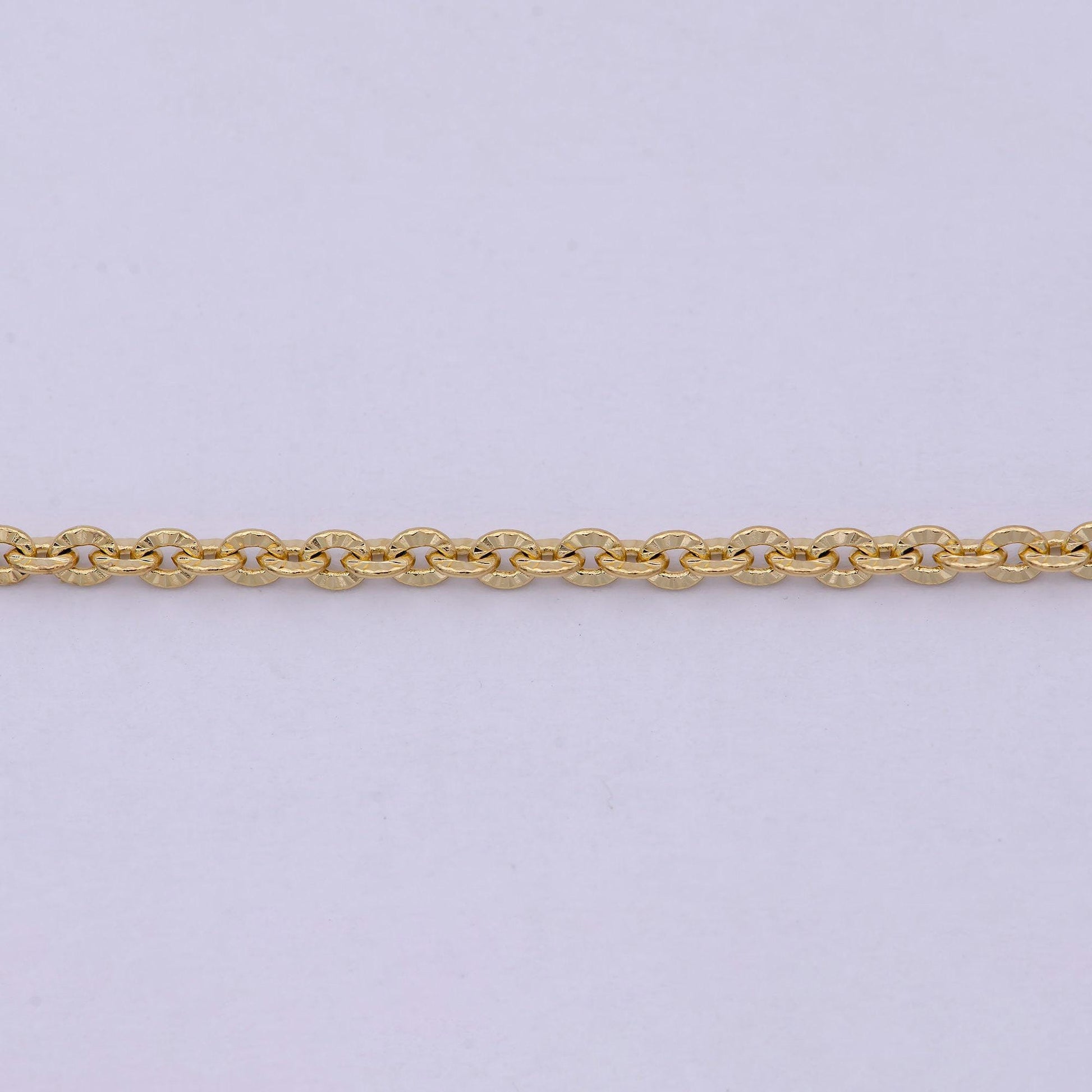 18 inches sunburst cable chain necklace 14k gold filled, 2.4 mm sunburst pattern cable chain w/ lobster clasp | wa-534