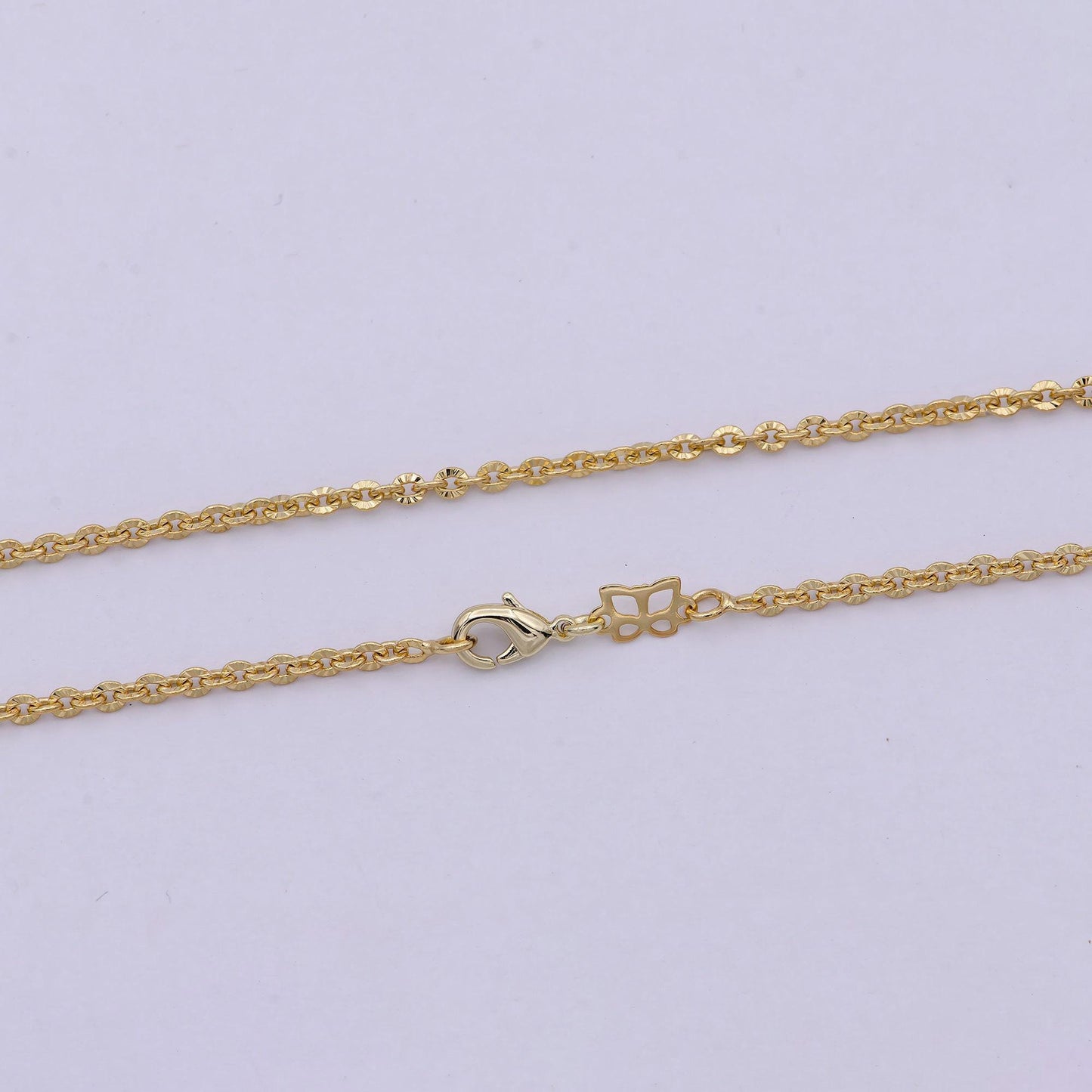 18 inches sunburst cable chain necklace 14k gold filled, 2.4 mm sunburst pattern cable chain w/ lobster clasp | wa-534