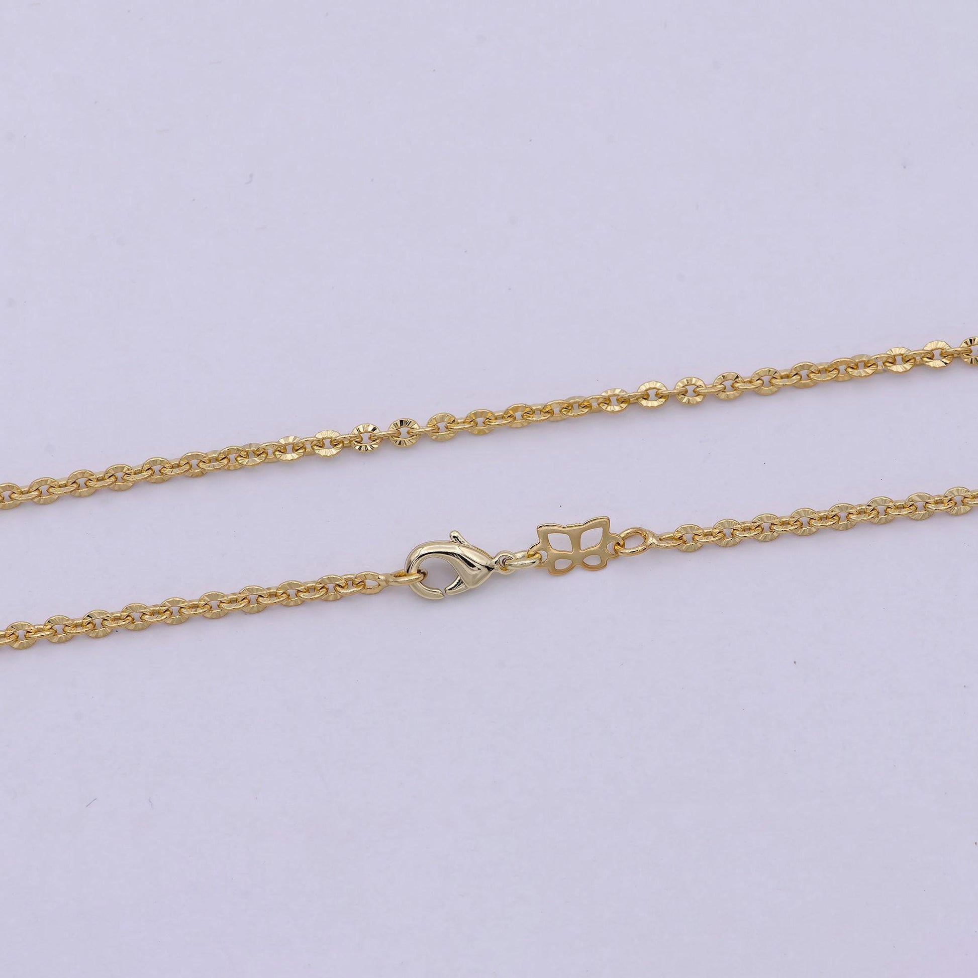 18 inches sunburst cable chain necklace 14k gold filled, 2.4 mm sunburst pattern cable chain w/ lobster clasp | wa-534