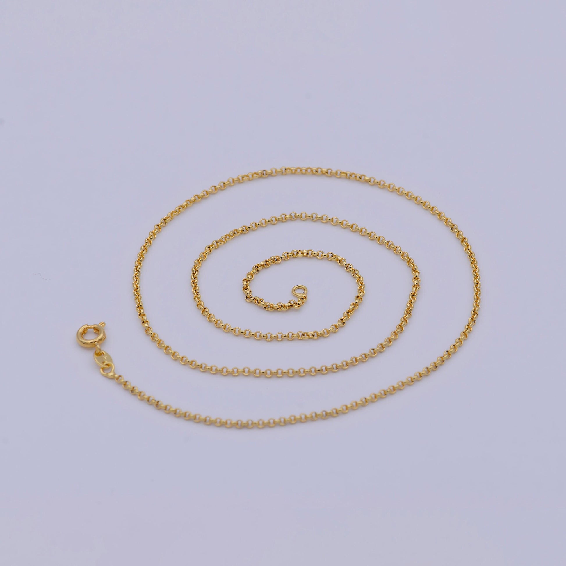 1pc 17.7'' ready to use gold thin rolo necklace chain, small round rolo chain dainty necklace, for pendant charm necklace, wa-468