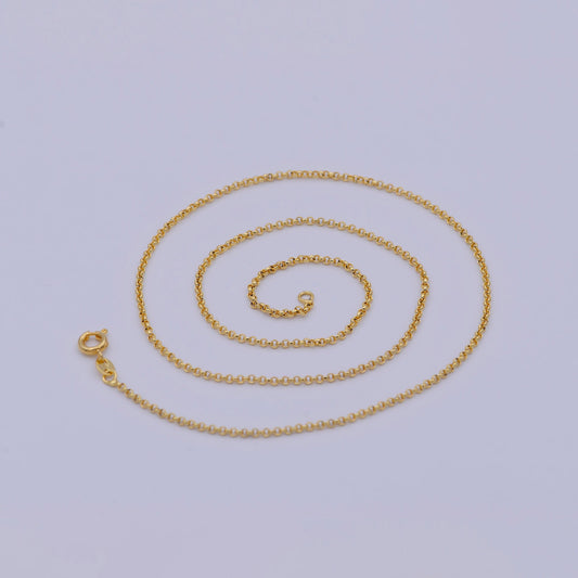 1pc 17.7'' ready to use gold thin rolo necklace chain, small round rolo chain dainty necklace, for pendant charm necklace, wa-468