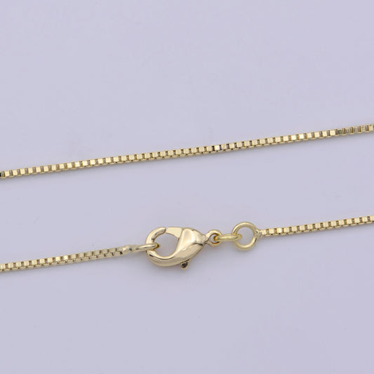 1pc 17.7'' ready to wear gold square box chain necklace, layering dainty box chain for jewelry making with pendant charm, wa-415