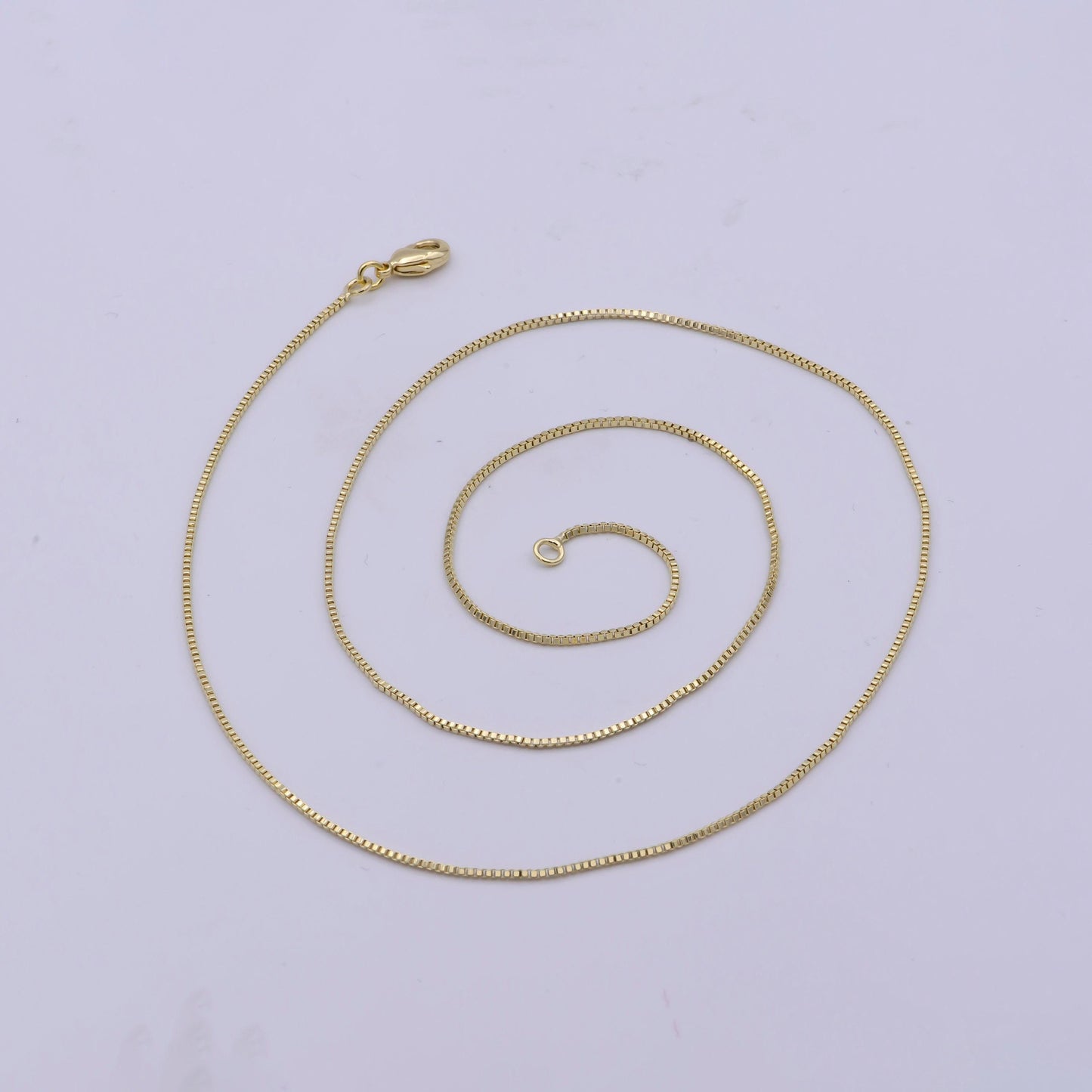 1pc 17.7'' ready to wear gold square box chain necklace, layering dainty box chain for jewelry making with pendant charm, wa-415