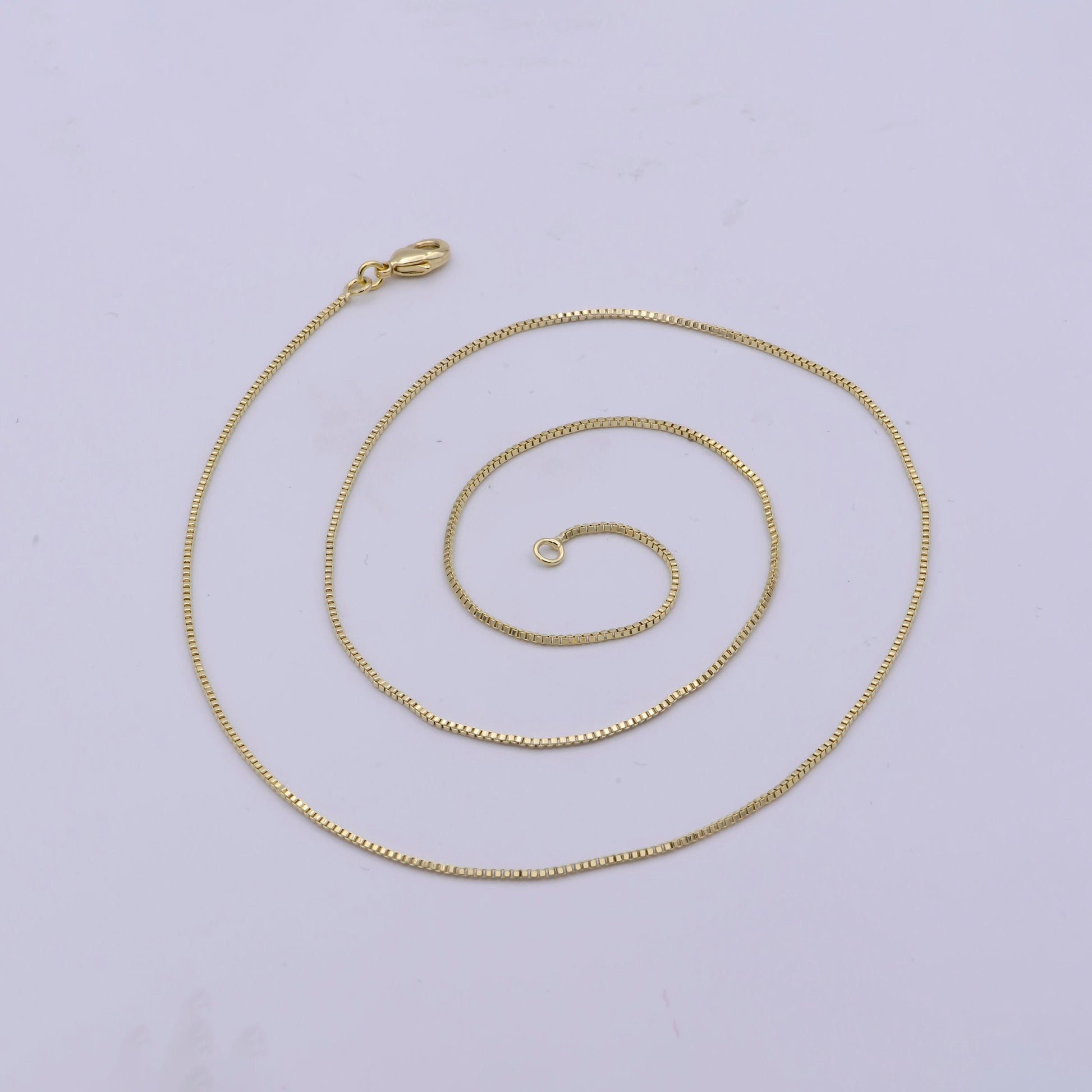 1pc 17.7'' ready to wear gold square box chain necklace, layering dainty box chain for jewelry making with pendant charm, wa-415