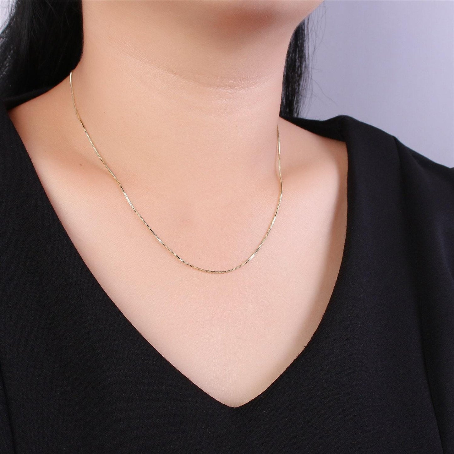 1pc 18'' ready to wear gold square box chain necklace, layering dainty box chain for jewelry making with pendant charm, wa-411