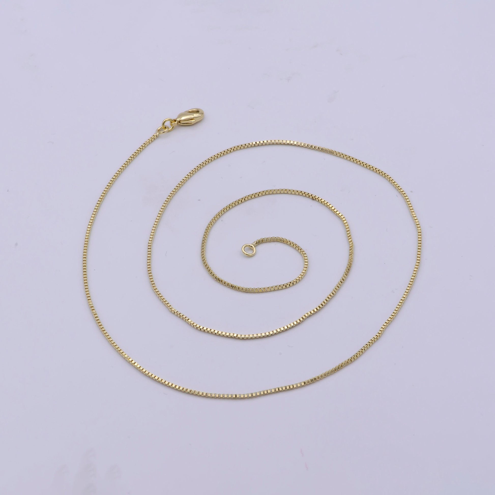 1pc 18'' ready to wear gold square box chain necklace, layering dainty box chain for jewelry making with pendant charm, wa-421
