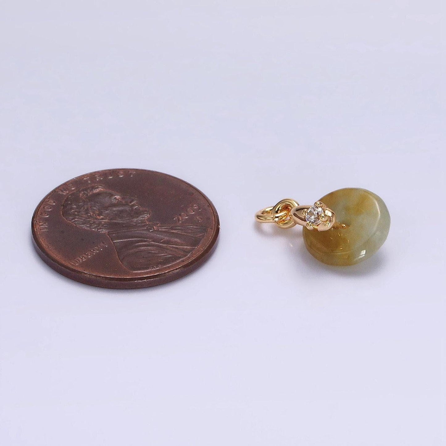 14k gold filled mini green jade donut fuchsia, green cz bail charm | ag355 ag356