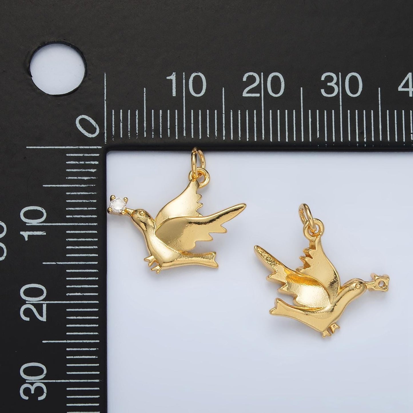 Mini gold dove charm small bird charm peace animal charms 24k gold filled findings ac110