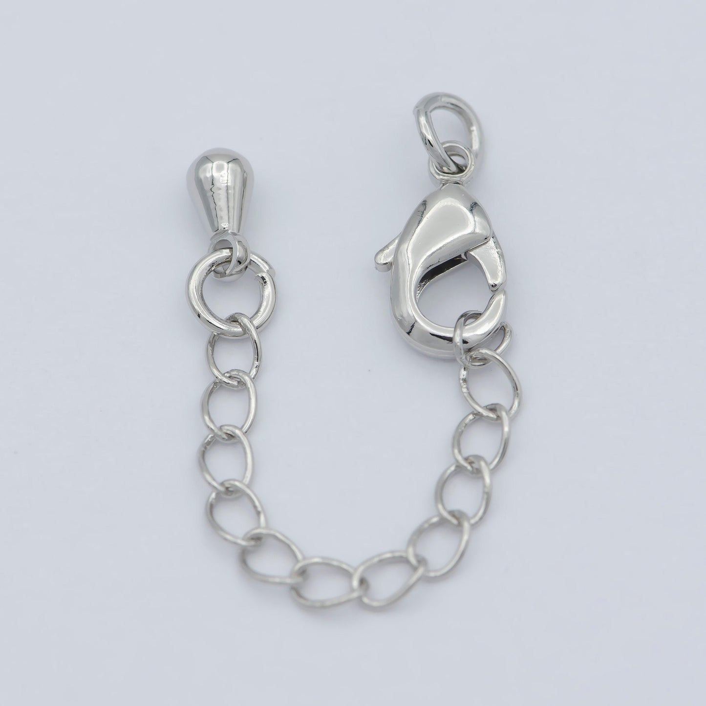 Gold chain extender for necklace bracelet supply component findings extenders lobster claw clasps with silver extender chain, l-465