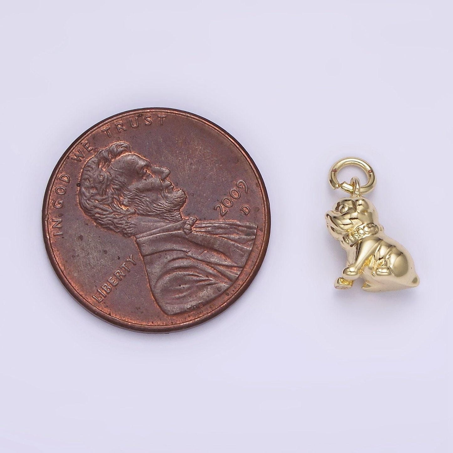 14k gold filled 11.5mm pug bull dog pet animal add-on charm | ag217