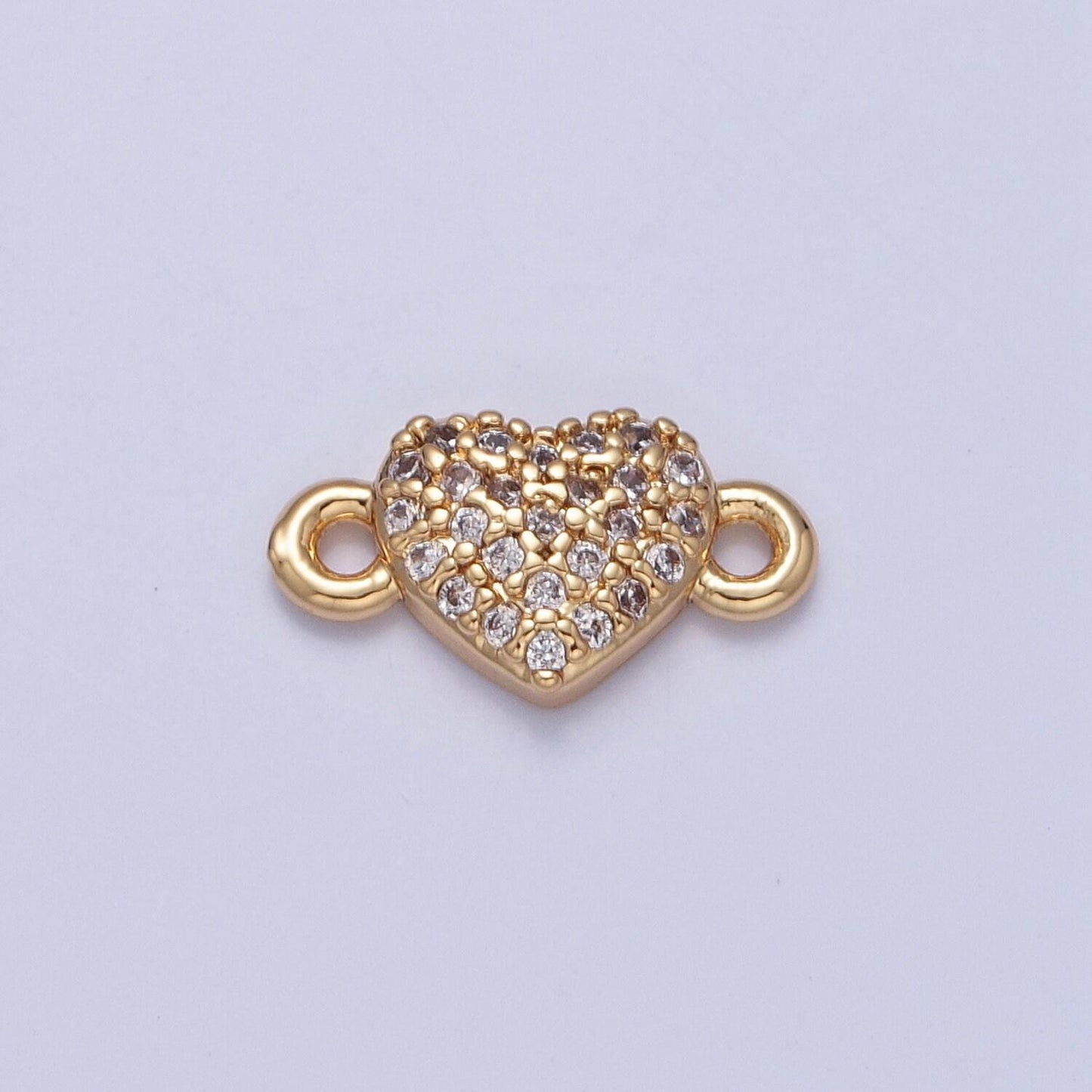 24k gold filled dainty love heart charm connector micro pave cubic zarconia cz stones for bracelet necklace jewelry finding | g-930