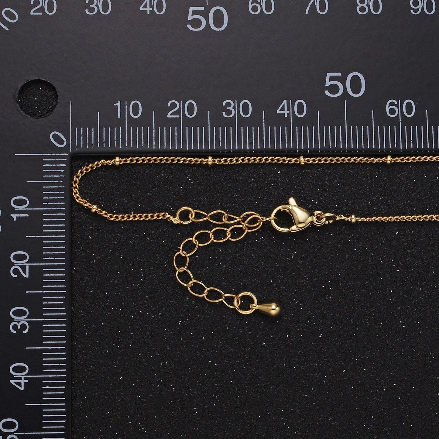 18 inch satellite chain gold filled dainty beaded curb link necklace ready to wear for jewelry making w/ clasp wa-2432