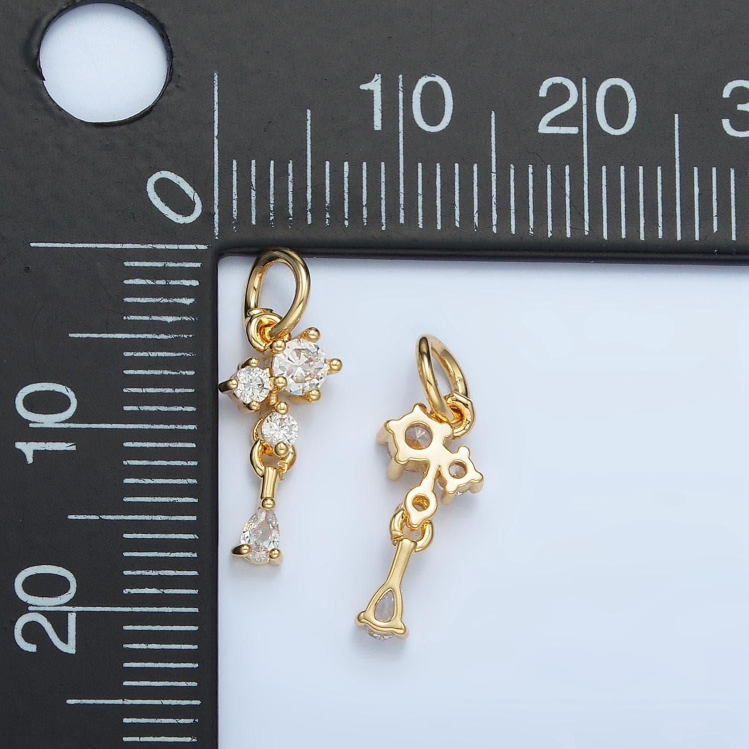 Mini clear cz teardrop 24k gold filled drop charm | w-027