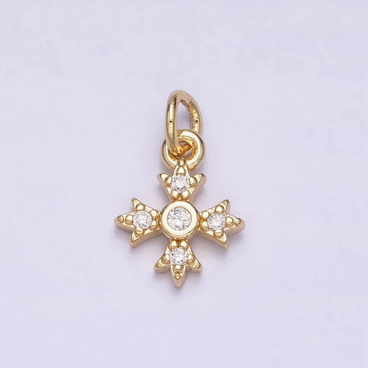 16k gold filled mini cross pendant clear cz add-on charm | ac1152