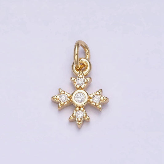 16k gold filled mini cross pendant clear cz add-on charm | ac1152