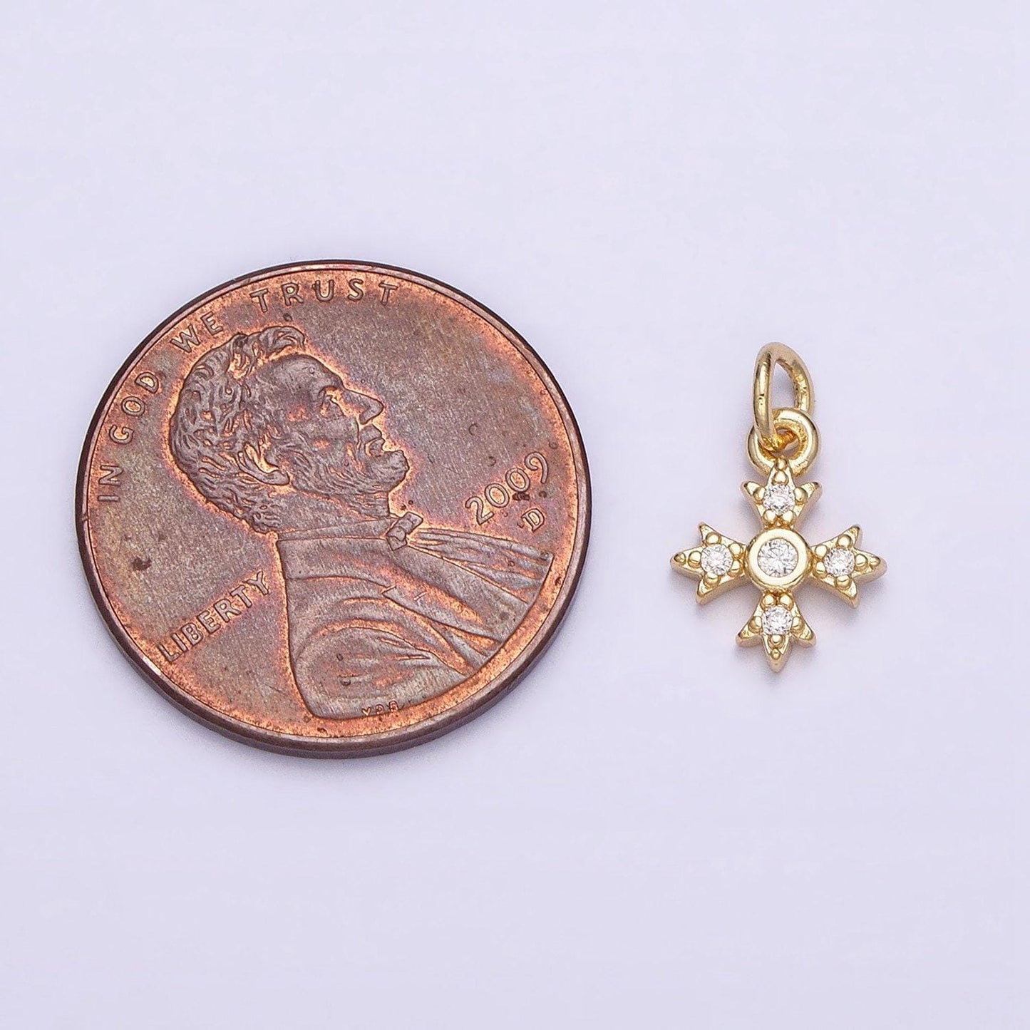 16k gold filled mini cross pendant clear cz add-on charm | ac1152