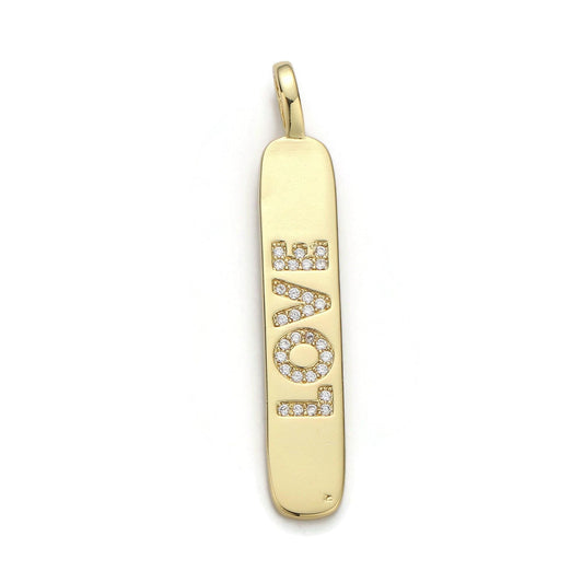 1pc 14k gold micro pave cubic zirconia bar pendant charm, love cz pendant charm, pendant, for diy jewelry pdgf-1556