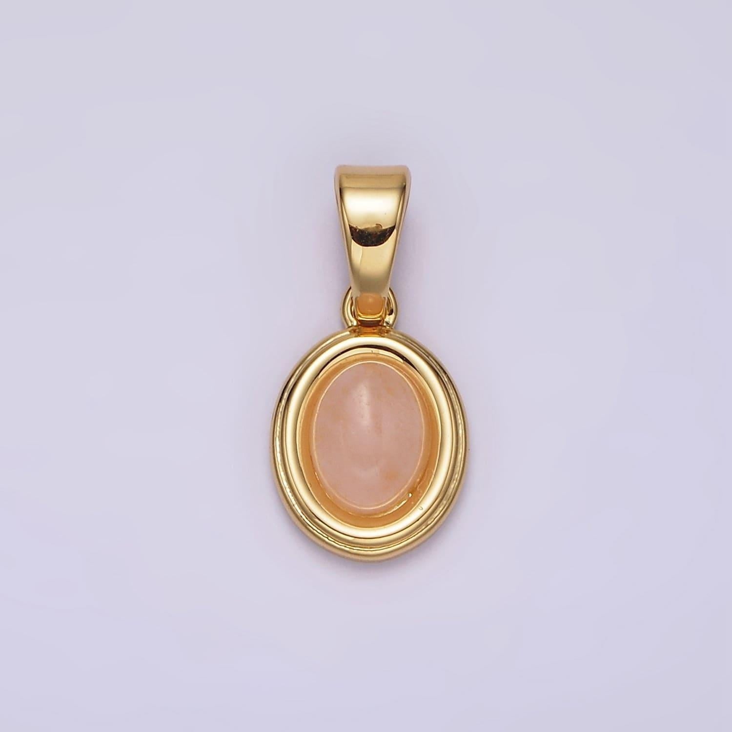 14k gold filled lapis lazuli, peridot, green kyanite, blue agate, sunstone, pink opal bezel oval charm pendant | n1847 - n1852