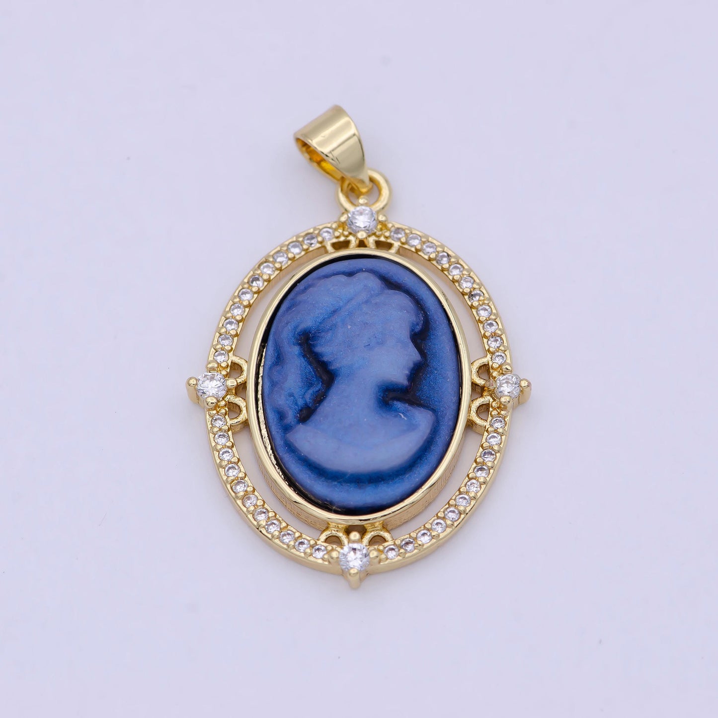 Dainty micro pave green pink blue agate cameo pendant woman italian cameo jewelry charm necklace n-616