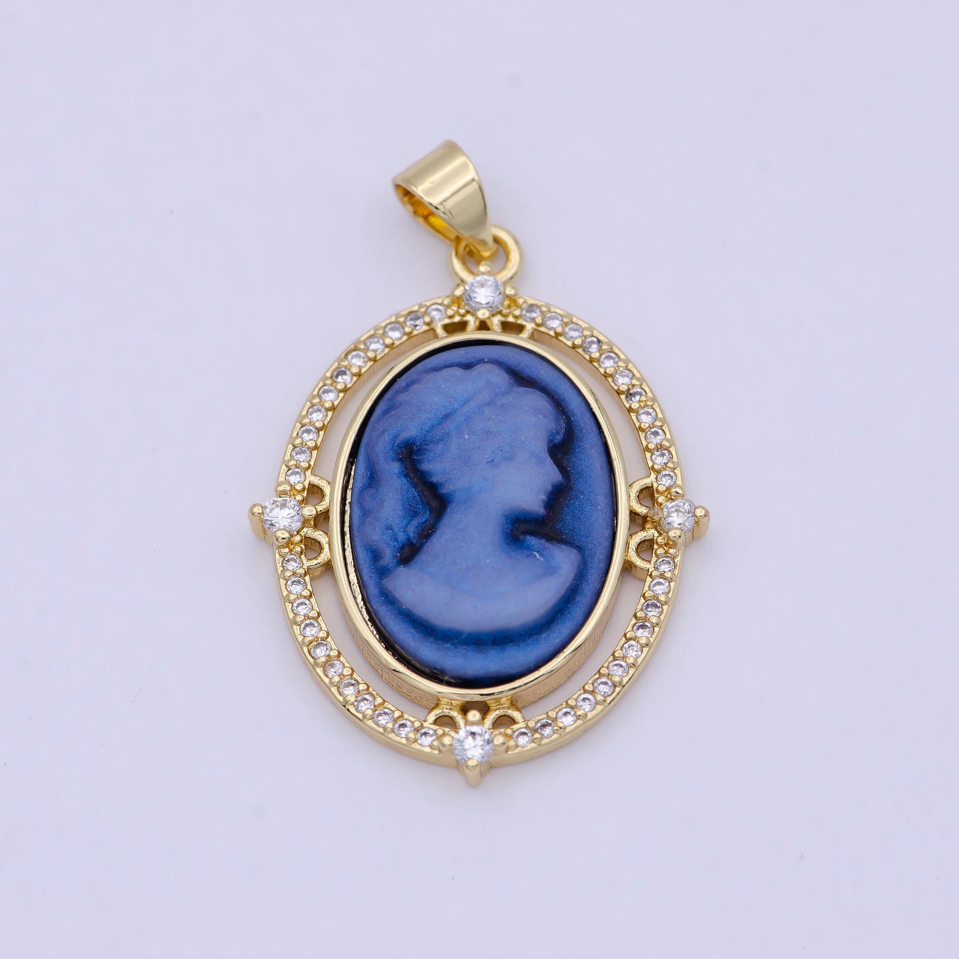 Dainty micro pave green pink blue agate cameo pendant woman italian cameo jewelry charm necklace n-616