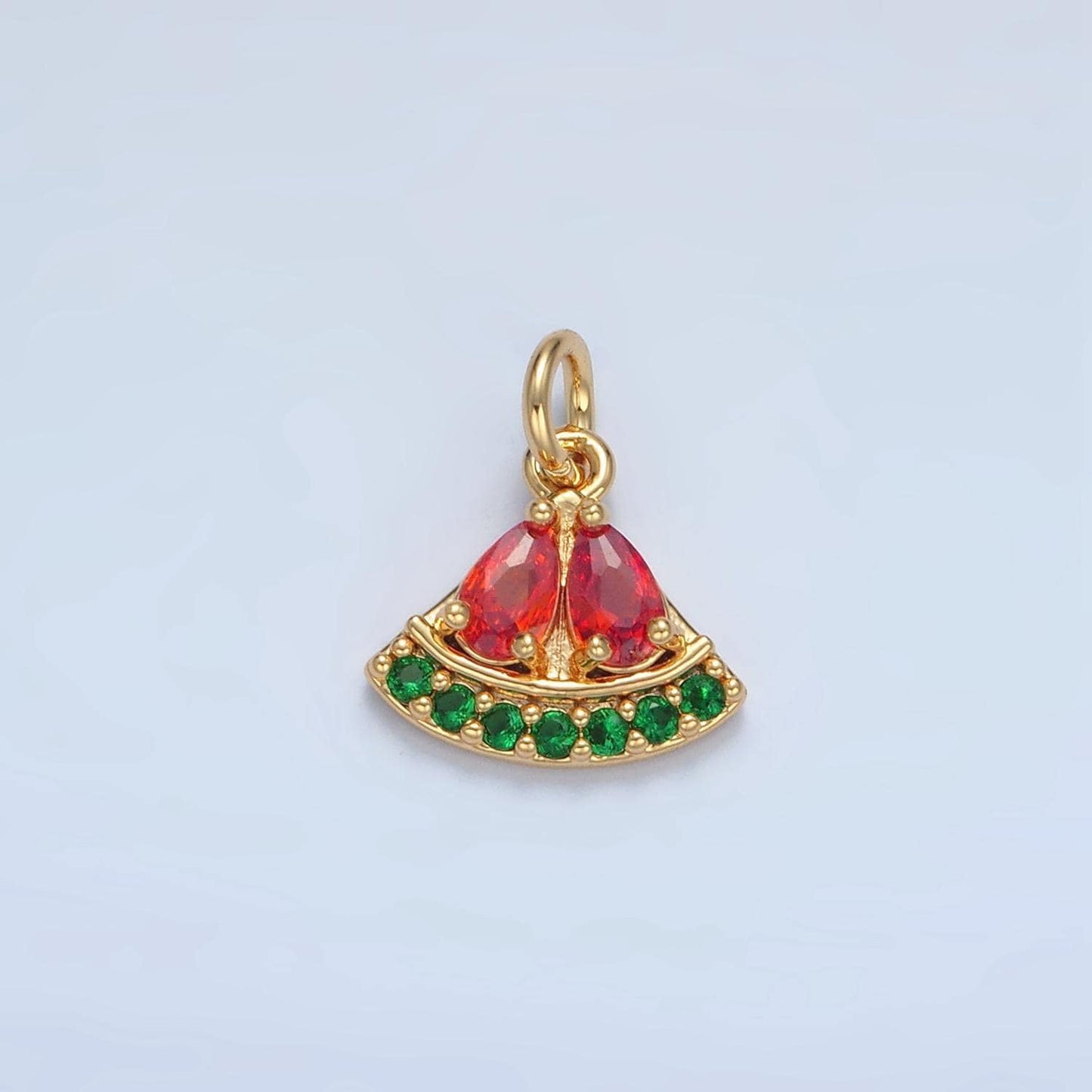 Mini micro paved cz watermelon fruit gold filled charm | m-879