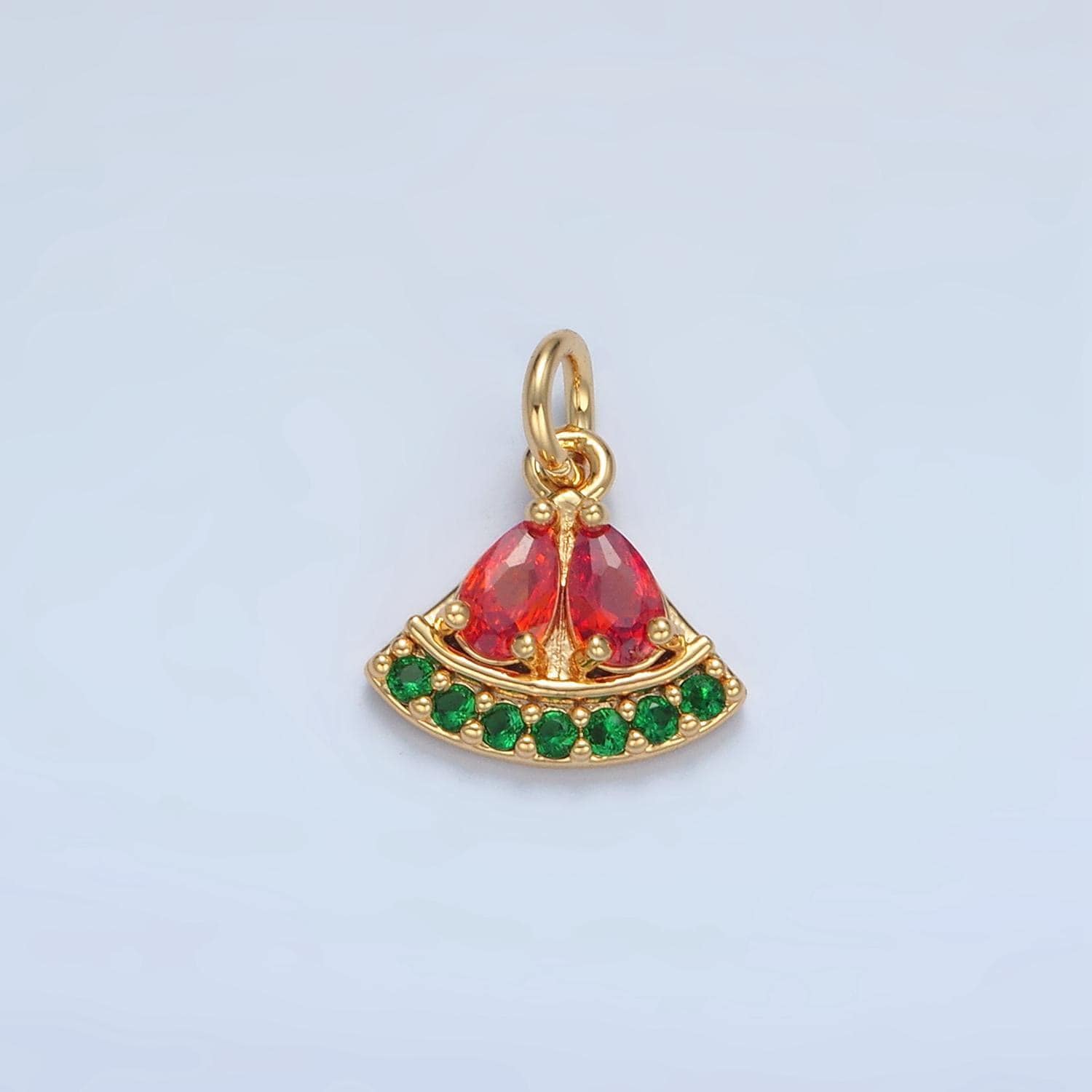 Mini micro paved cz watermelon fruit gold filled charm | m-879