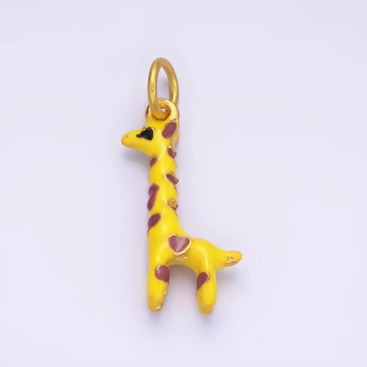 Kawaii enamel giraffe charm yellow animal pendant for kids jewelry making bracelet earring necklace component ag698