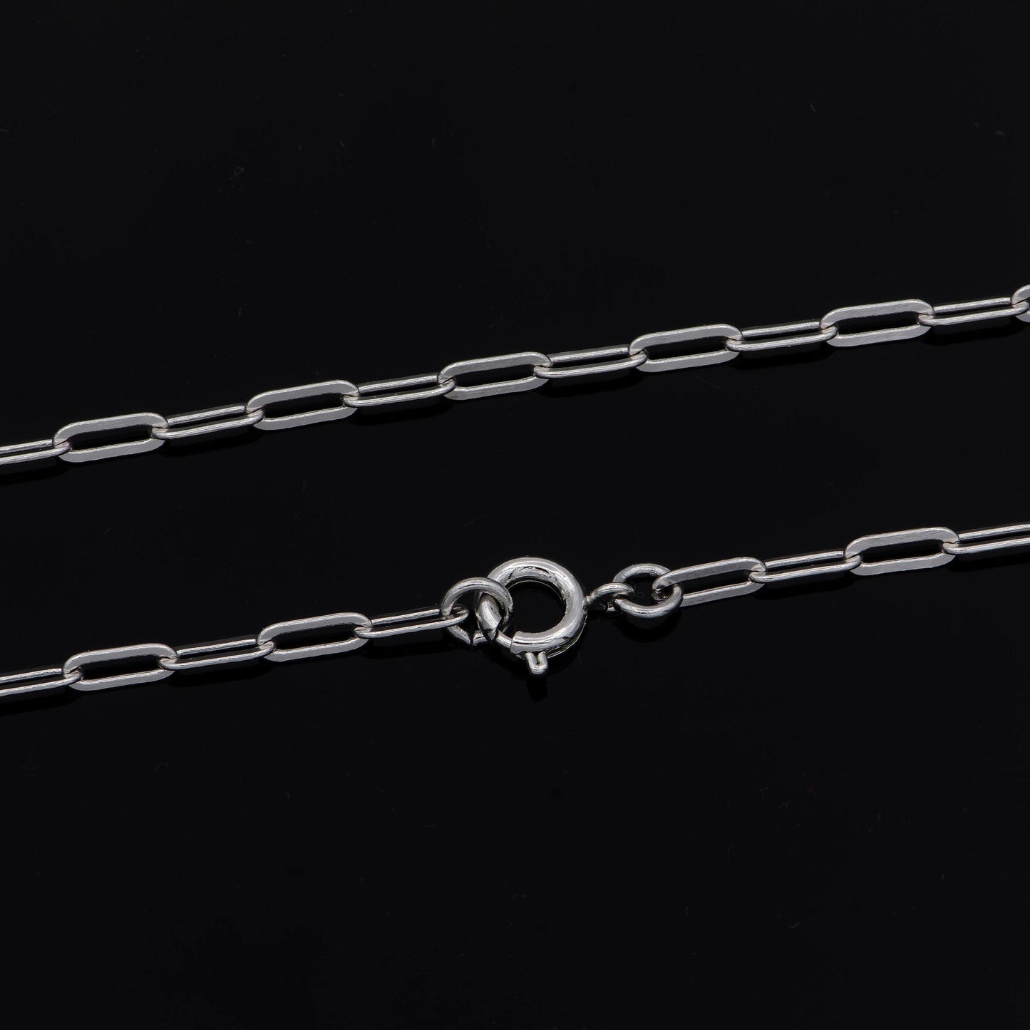 1pc 17.9'' ready to use white gold thin rolo necklace chain, small paperclip chain dainty necklace, for pendant charm necklace, 1009