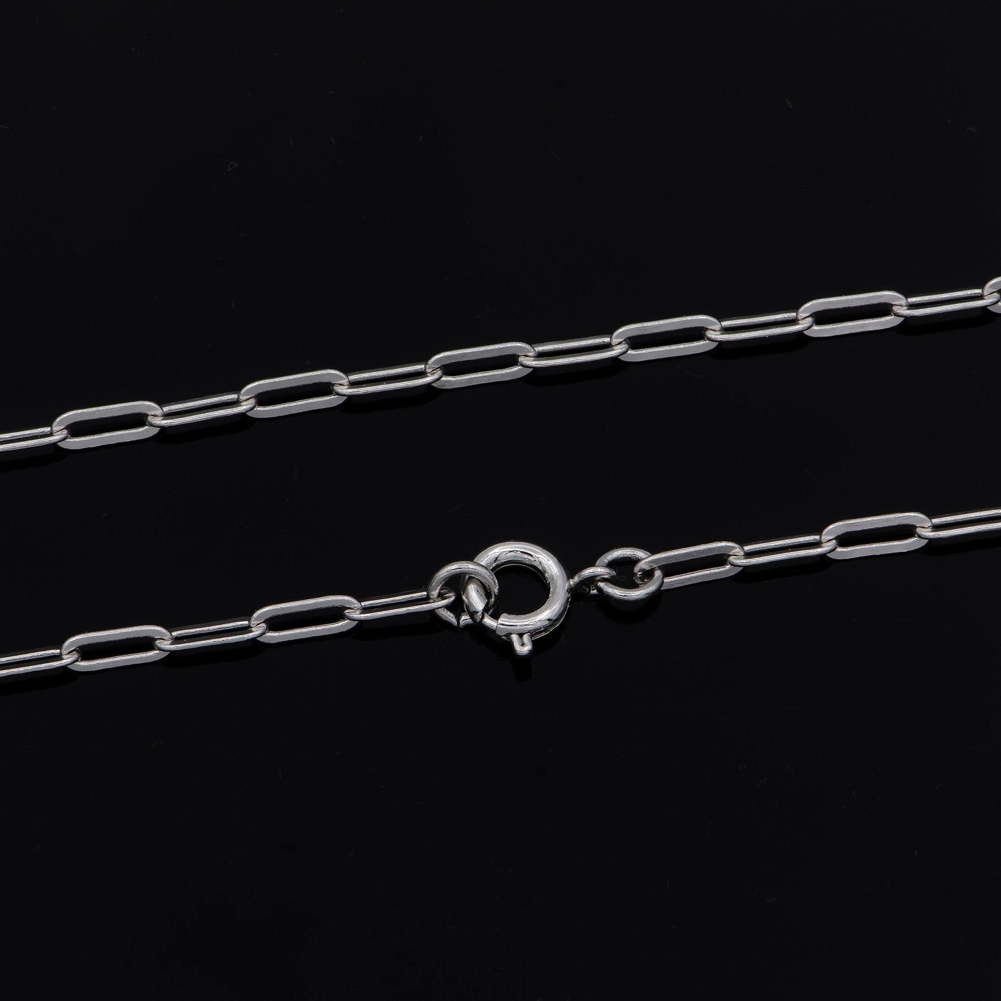 1pc 17.9'' ready to use white gold thin rolo necklace chain, small paperclip chain dainty necklace, for pendant charm necklace, 1009