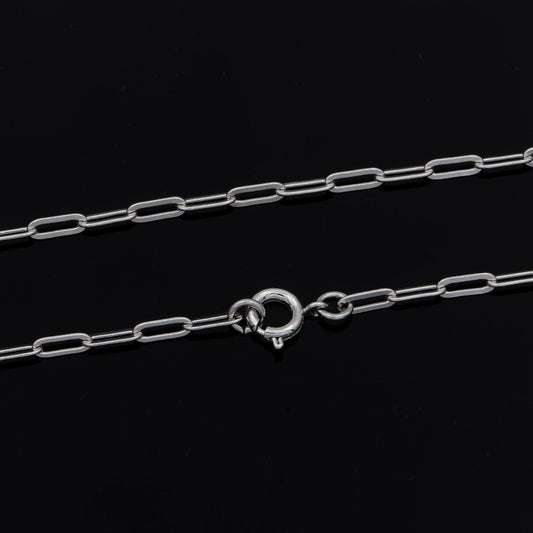 1pc 17.9'' ready to use white gold thin rolo necklace chain, small paperclip chain dainty necklace, for pendant charm necklace, 1009