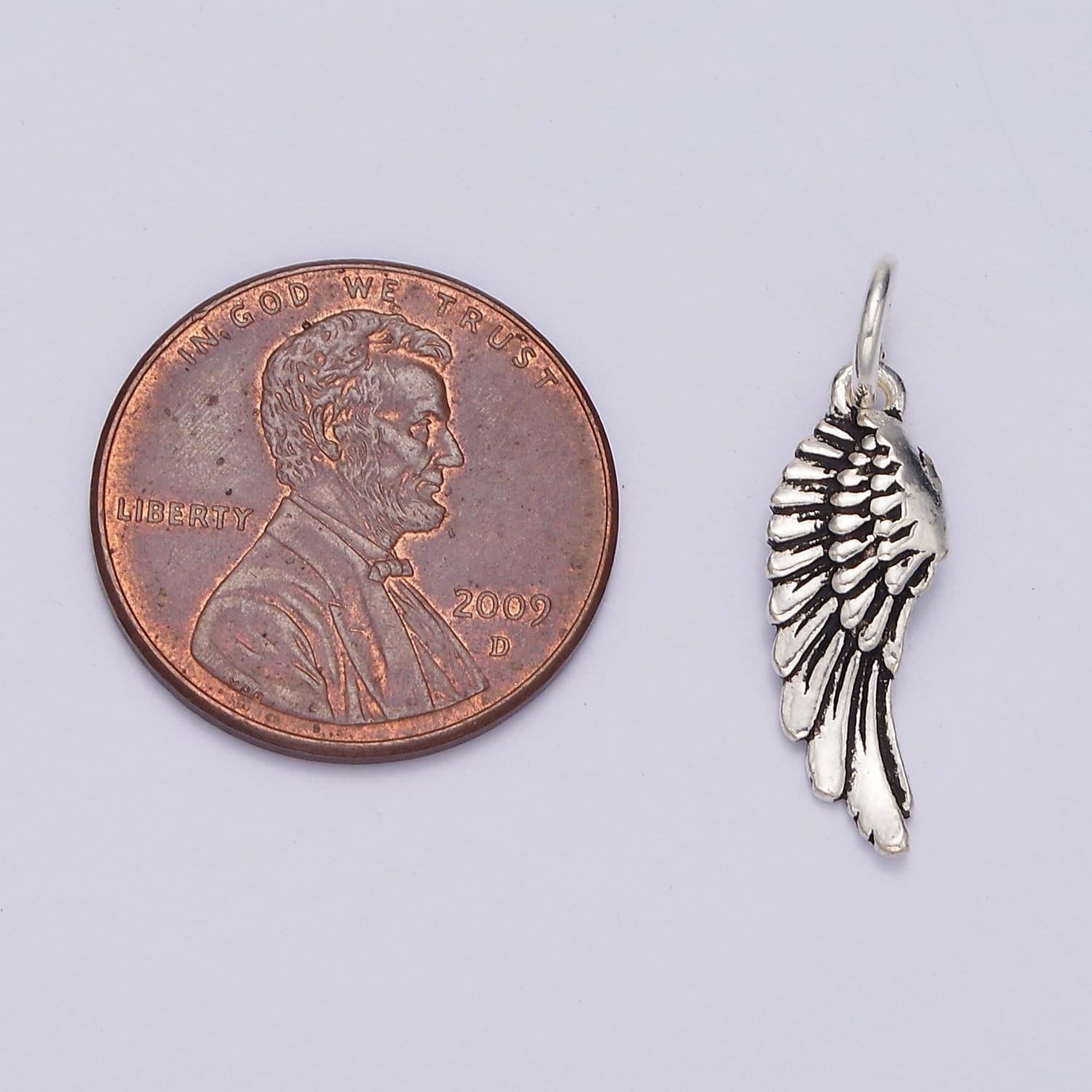 Dainty singe wing charm in 925 sterling silver pendant angel wing jewelry sl-362
