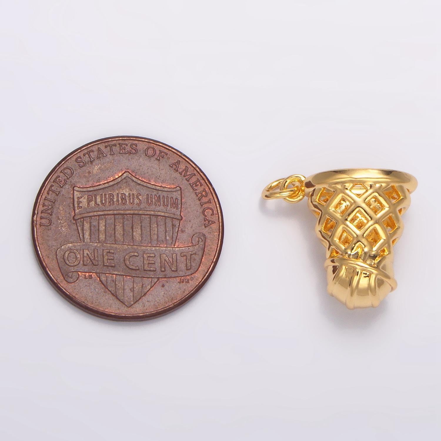 24k gold filled basketball pendant charm ring basket ball slam dunk pendant for sport jewelry making supply w094