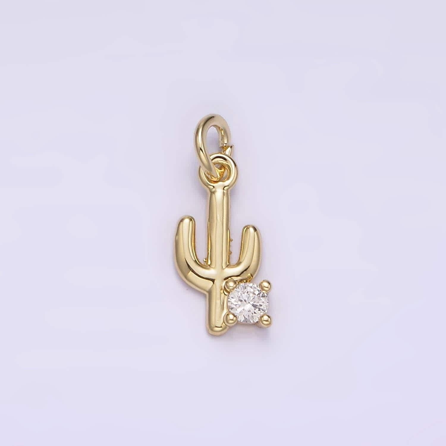 14k gold filled 14mm cactus plant cz add-on mini charm | ag198