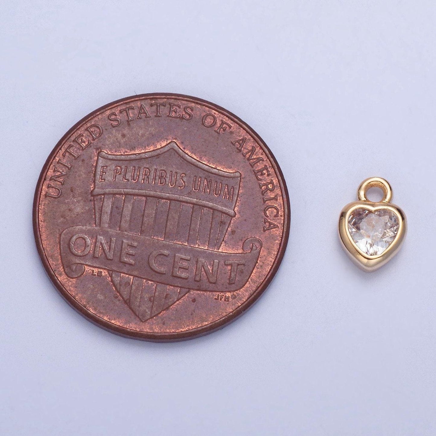 24k gold mini heart cz clear stone pendant, add on charm dainty crystal cz stone for necklace bracelet supply | x-133