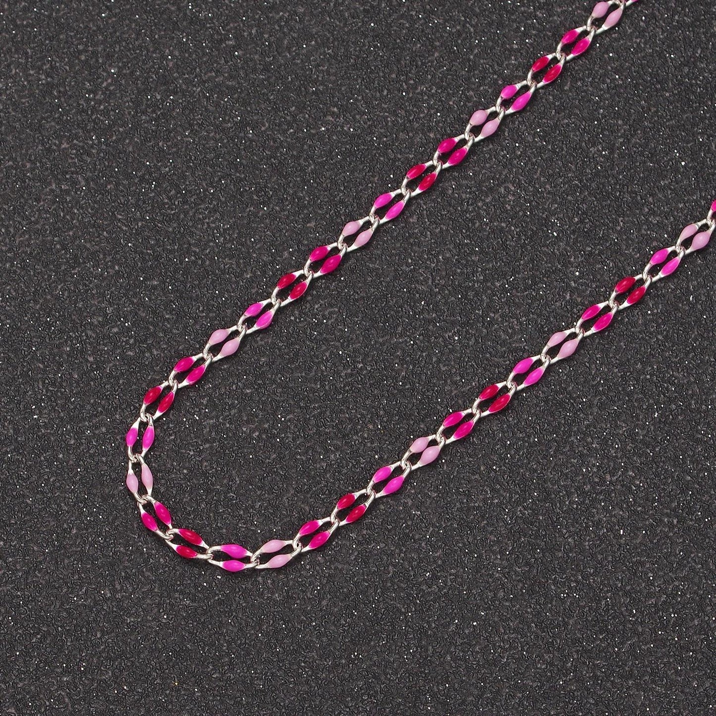 Silver blue, black, white, pink cable enamel chain jewelry making supply bracelet necklace anklet component by yard unfinished chain 1451