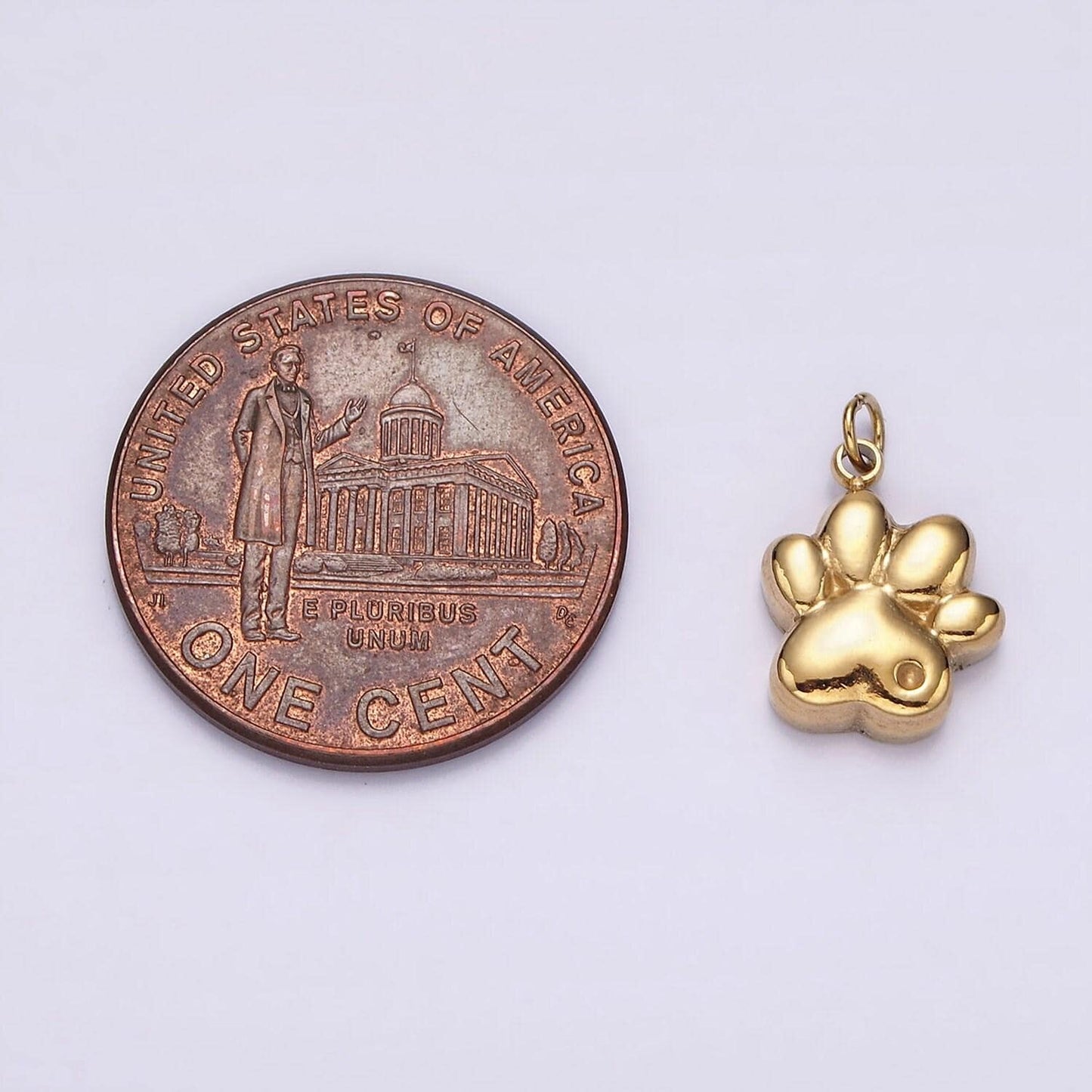 Stainless steel dot pawprint pet animal minimalist charm in gold & silver | p1309