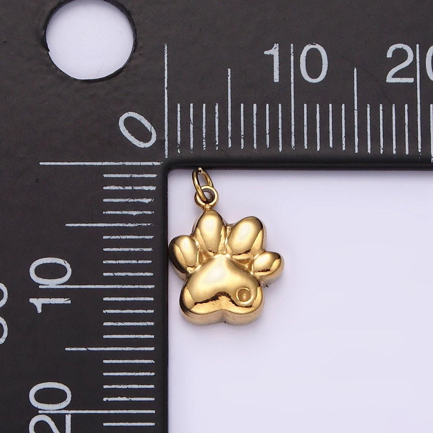 Stainless steel dot pawprint pet animal minimalist charm in gold & silver | p1309