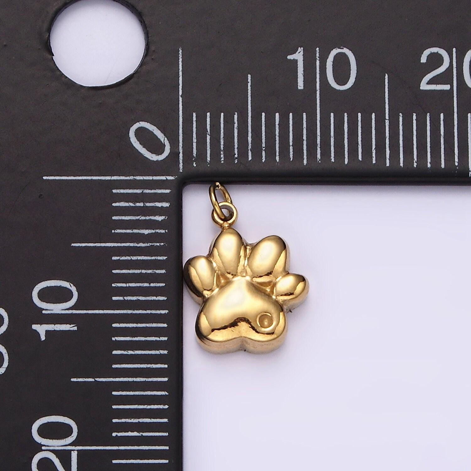 Stainless steel dot pawprint pet animal minimalist charm in gold & silver | p1309